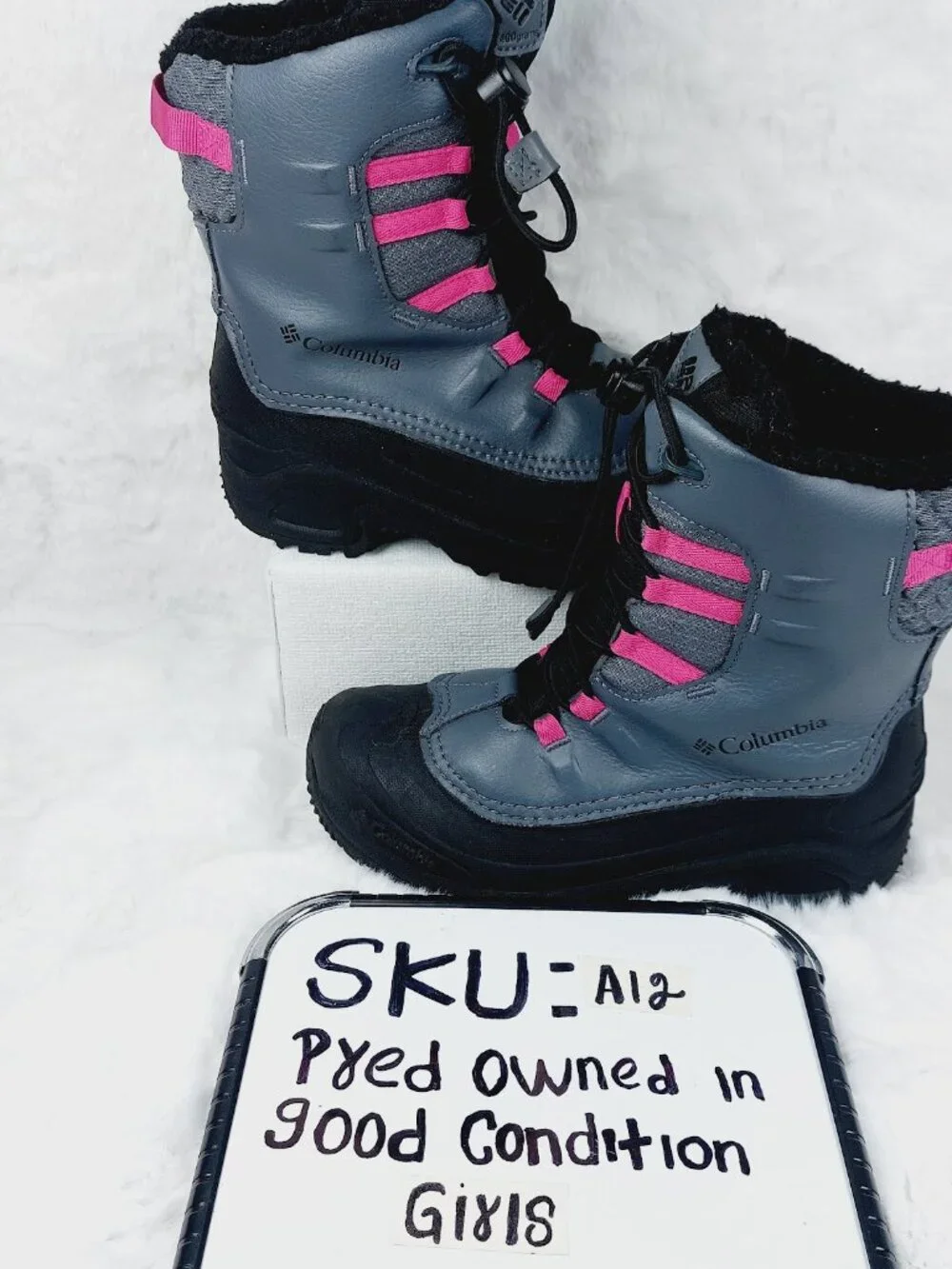 Columbia Girl's Graphite Pink Bugaboot Celsius Fur Ankle Winter Snow Boot Size 5